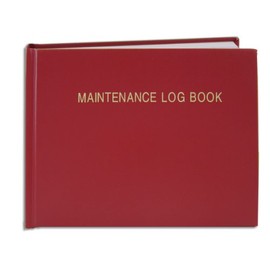 BookFactory Red Maintenance Log Book - 120 Pages 9" x 7" Red Imitation Leather Cover Smyth Sewn Hardbound (LOG-120-97CS-A-LRT30-(Maintenance))