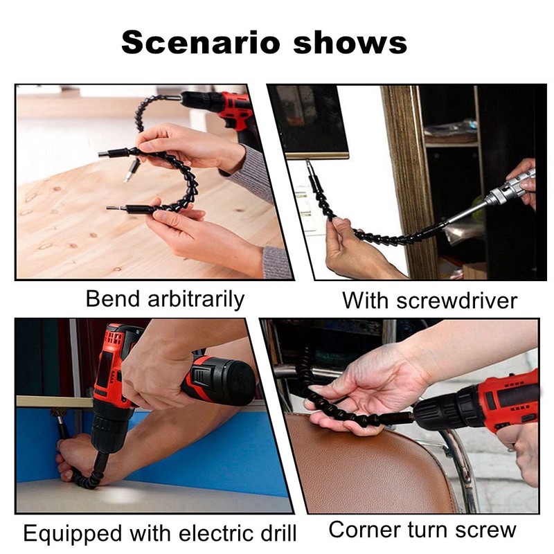 4 Pack Flexible Drill Bit Extension, 11.6 inch Superbit Screwdriver