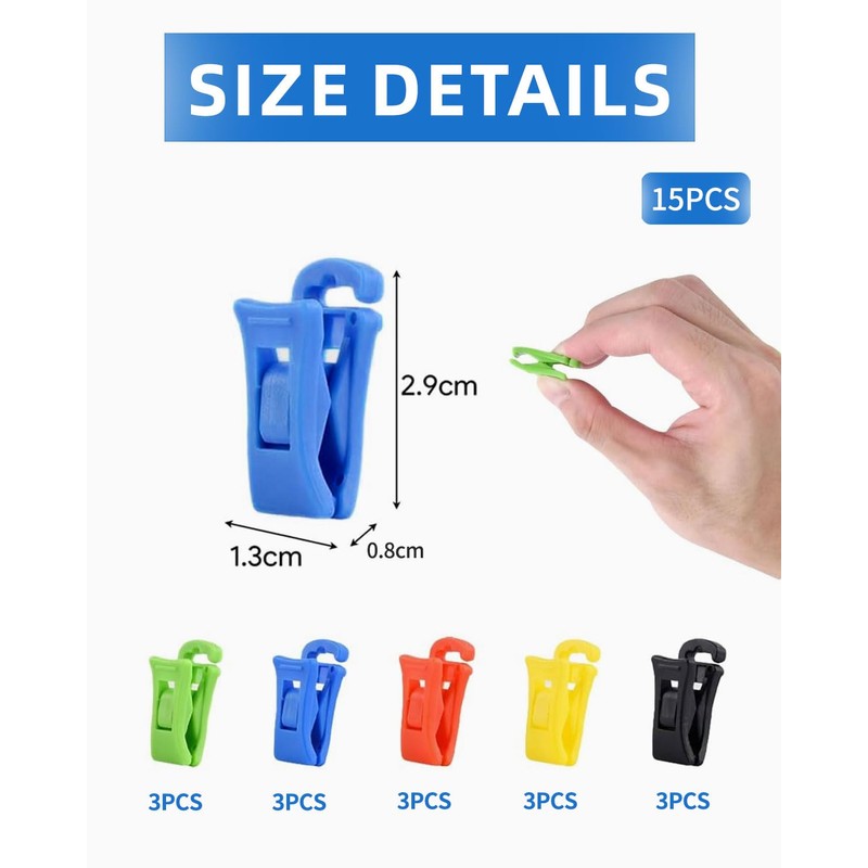 AORHOFJ Pack of 15 Sock Holders with Hooks, Washing Machine