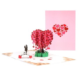 scicent Love Tree Couple Valentines Day 3D Greeting Pop Up Card, Happy Anniversary, Wedding, Mother's Day, Engagement, Birthday, for Wife, Husband,With Message Note & Envelop - 22333