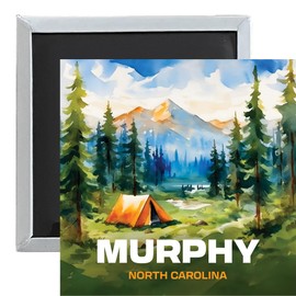 Murphy North Carolina Souvenir 2.5 x 2.5 Inches Magnet Camping Tent Design Single