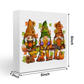 Gejoyse Funny Fall Decor, Fall Decorations for Home, Fall Sign Pumpkin Decor Gnomes Decorations Sign, Fall Home Decor, Fall Autumn Home Office Desk Table Cubicle Shelf Decor 5 x 5 lnch