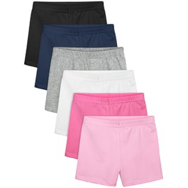 Ruisita 6 Pack Girls Cotton Biker Cartwheel Shorts Kids Safety Under Dress Dance Shorts