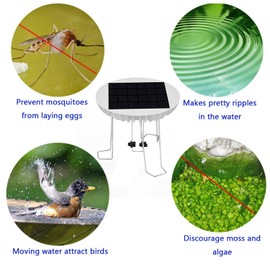 Lewisia Solar Wiggler for Bird Bath Solar Powered Birdbath Water Agitator for Garden Patio (with Battery Backup)