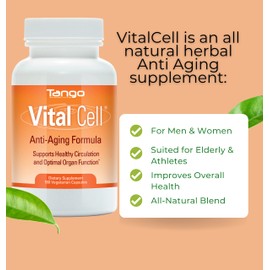 Vital Cell Natural Anti-Aging Supplement for Men and Women, Supporting Circulation and Healthy Organ Function (180 Vegetarian Capsules)