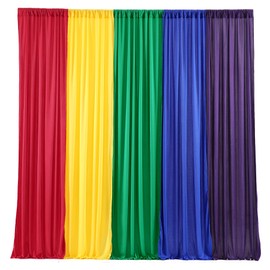 Rainbow Backdrop Curtains 12x10ft - 5 Panels Colorful Party Decor for Unicorn Birthday, Baby Shower, Photo Booth - Wrinkle-Resistant, Machine Washable Polyester Fabric