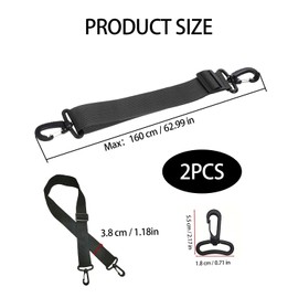 FUGLUS Pack of 2 Black Bag Straps 3.8 cm Wide Bag Straps for Changing Bag Strap Shoulder Strap for Bags Shoulder Strap Bag Strap Handbag Strap