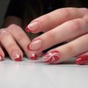 Christmas Red French Tip Press on Nails Short Almond Fake