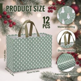 12 Pcs Sage Green Extra Large Christmas Gift Bags Bulk