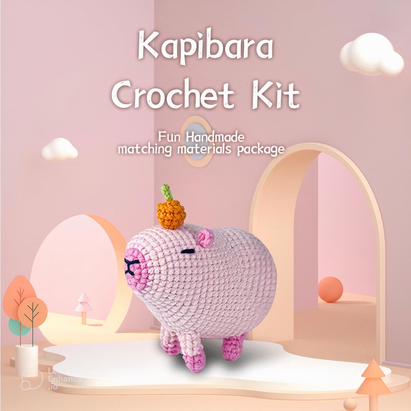 MYHUONGVN Capybara Pink Beginner's Crochet Kit – Includes Step-by-Step Video