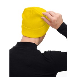 Century Star Knitting Unisex Beanie Cozy Winter Hat Stretchy Tuque Gift for Parents Men or Women 1 Pack Yellow