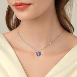 Richapex Women's Saturn Necklace Star pendant in 925 silver with crystals Purple Heart