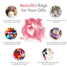 Knitial 4" x 6" Light Pink Satin Gift Bags, Jewelry, Wedding Favor Silky Drawstring Bags Baby Shower Christmas 50 Count