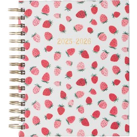 2025-2026 Eccolo Spiral Agenda Planner, Watercolor Strawberry, Weekly & Monthly Pages, 18 Months, Sticker Sheets, Inspirational Quotes (7.75 x 8.75, July 2025 - Dec 2026)