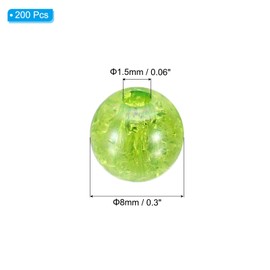 PATIKIL 8mm Acrylic Beads, 200pcs Cute Beads Bulk Spacer Bead Bubble Crackle Sparkle Beads Crystal Plastic Candy Round Bead for Making Necklace Earring Craft,Green