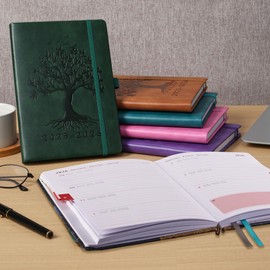 Calendar 2025 2026 A5, Weekly Planner & Diary with Monthly Overview, School Planner 25/26 (Aug 2025 - Jul 2026), Coloured Printed Inner Pages, with Inner Pocket & Pen, 15.5 x 21.5 cm - Dark Green