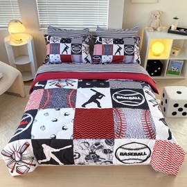 Gusuhome 7 Piece Baseball Comforter Set Bed in A Bag Twin Size 3D Softball Sports Bedding Set for Boys Kids Microfiber Comforter All Season (1 Comforter, 1 Flat Sheet, 1 Fitted Sheet, 4 Pillowcase)