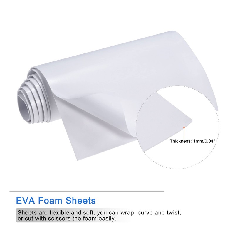 MECCANIXITY EVA Foam Sheets White Self Adhesive Back 6.56ft x
