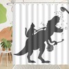 BIYSUC Cat Dinosaur Shower Curtain Funny Cat Help Dino Bathe