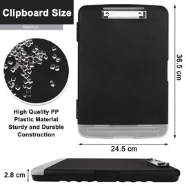 Meiikun Clipboard with Storage, High Capacity Clip Boards 8.5x11 with Pen Holder, A4 Plastic Clipboards Legal Size, Nursing Clipboard Folder Office Conference for Nurses Teachers (Black)