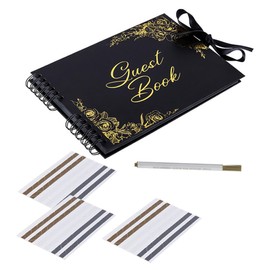 jojofuny Rustic Wedding Guest Book DIY Gold Foil Scrapbook Album for Wedding Signatures Easy to Use Safe Paper Material for Capturing Memories and Wishes