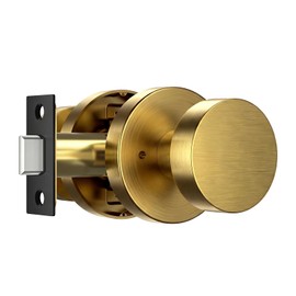 Antique Brass Door Knobs Interior 1 Pack, Keyless Privacy Door Knobs with Lock, Modern Vintage Interior Door Knobs, Heavy Duty Zinc Alloy Door Knobs Interior for Bedroom, Reversible L/R Handed Door