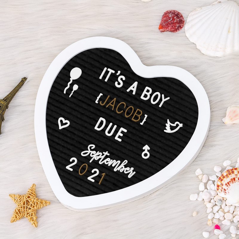G GAMIT Heart-Shaped Felt Letter Board Message Sign,10x10 inches Message