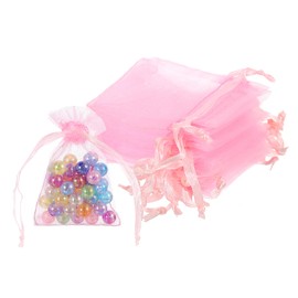 uxcell 100 Pcs Pink Organza Bags 2 x 3 Inch Mini Mesh Drawstring Gift Bags Small Jewelry Pouches Bags for Wedding Festival Party Gift Favor