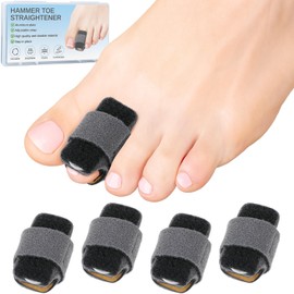 DLMDLM 4pcs Hammer Toe Straightener with Aluminum Plate, Adjustable Hammer Toe Corrector for Women & Men,Toe Splints Wraps Relief for Curled, Bent Toes,Crooked (Large)