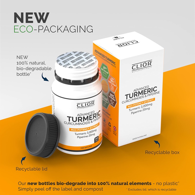 Turmeric Curcumin 3,000mg with Black Pepper x 365 Vegan Tablets