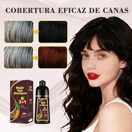 shampoo con tinte 3 en 1,Champú Colorante para Teñir el Cabello,hair dye shampoo para Cubrir Canas Negro,Fórmula con Ingredientes Herbales,Sin Amoniac