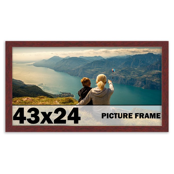 CountryArtHouse 43x24 Frame Brown Mahogany Picture Frame - Solid Wood
