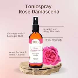 Organic Rose Damascena Face Toner by TILIA Skincare - 100% Natural & Moisturising - Moisturising Boost for Your Face