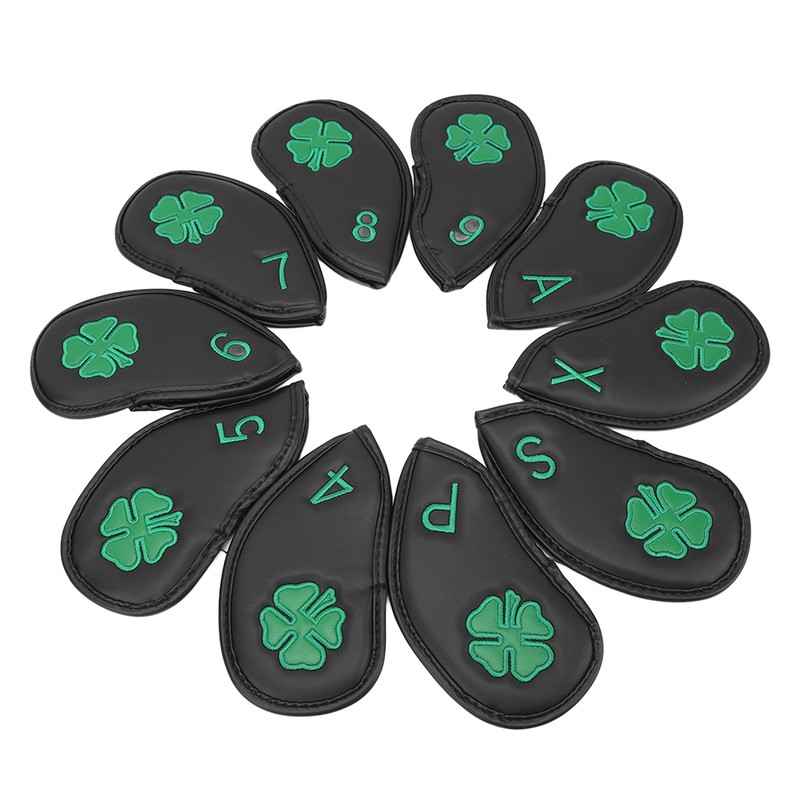 10 PCS Golf Club Head Covers Four Leaf Clover Pattern
