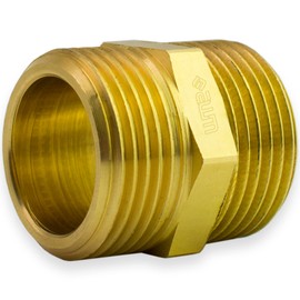Nipple Double Nipple Fitting Hose Connection Pipe Fitting Outlet Adapter Screw Fitting Thread Fitting Hexagonal Industrial Quality - Made in Italy (Brass, 1 1/4 Inch Male x 1 1/4 Inch Male Thread)