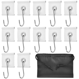XHTXHT Pack of 12 Piping Strip Hooks, RV Awning Hooks for Piping Rail, Camping Piping Hooks, Pipe Strip Hooks for Motorhome, Caravan, Camping Tent, Clothing, Indoor and Outdoor Decoration (White)