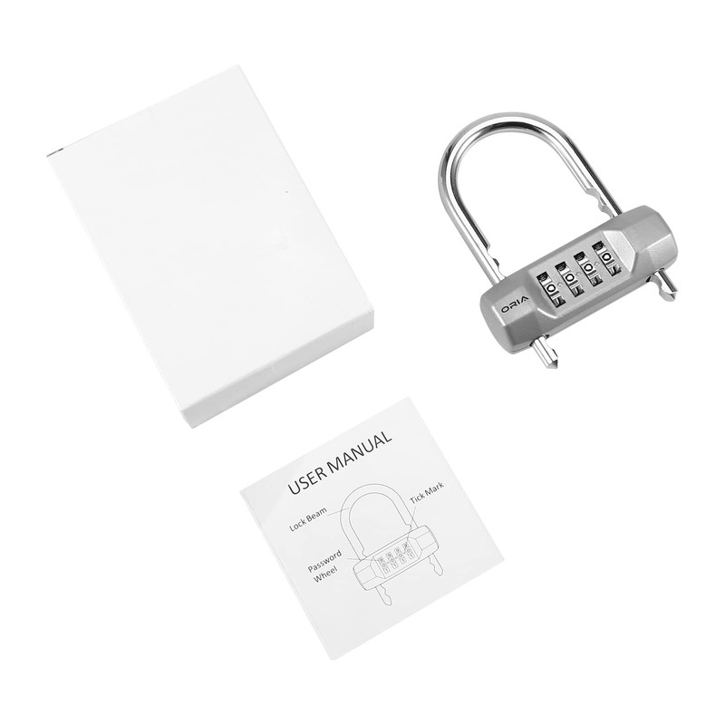 ORIA 4-Digit Combination Padlocks with Adjustable Long Shackle, U- Shaped