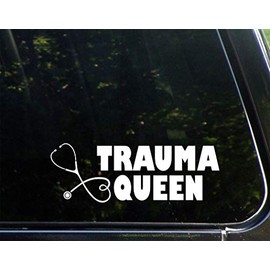 Diamond Graphics Trauma Queen - White 8-3/4" x 3" Car Decal