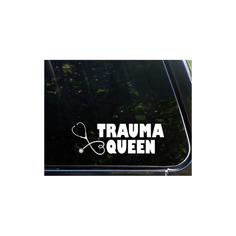 Diamond Graphics Trauma Queen - White 8-3/4" x 3" Car