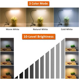 Foldable Table lamp Clamp Clip Desk Lamp DC5V 10W 36 LED USB Powered Operated 3 Colors Temperature Changing Flexible Bendable Goose Neck Design/Adjustable Illumination Angle