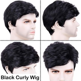 BECUS Mens Wig Short Hair Black Wigs for Men Guy Heat Resistant Synthetic Fashion Male Natural Hair Replacement Men's Wigs with Free Wig Cap Cosplay Daily Use