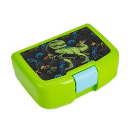 P:os Cool Kids 35298 Lunch Box for Children with Dinosaur Motif, Plastic Lunch Box with One Compartment and Clip Closure, Lunch Box for Nursery, School and Leisure