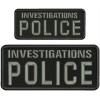 Investigations Police EMBROIDERY PATCH 3x7AND 2X5 HOOK ON BACK BLK/GRAY