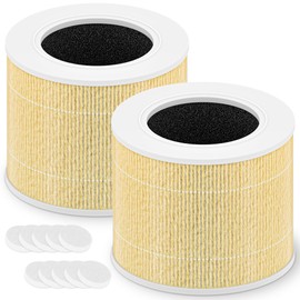 Core Mini Pet Care Replacement Filter for LEVOIT Core Mini and Core Mini-P Air Purifier, 3-in-1 H13 True HEPA High-Efficiency Activated Carbon, Core Mini-RF-PA, 2 Filter & 10 Fragrance Sponge, Yellow