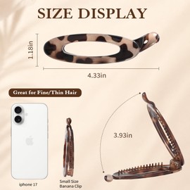 6 Pcs Banana Clips, 4.3 Inch Small Banana Hair Clips for Women Thin Hair