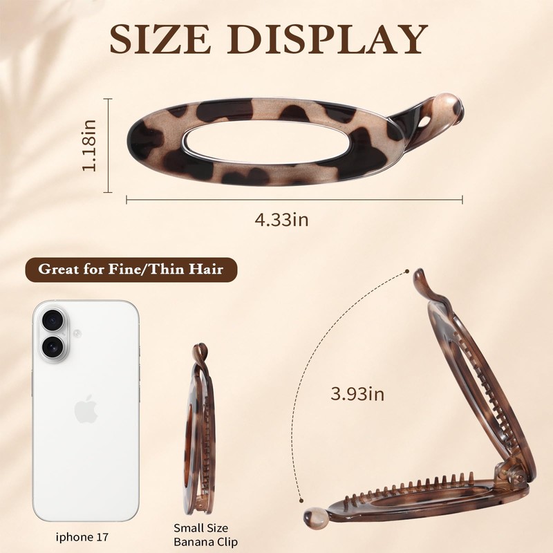 6 Pcs Banana Clips, 4.3 Inch Small Banana Hair Clips