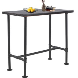 BOKKOLIK 41.3inch Height Industrial Bar Table Rustic Pipe Design Kitchen Dining Table Farmhouse Office Meeting Computer Desk for 4-5 People Bistro Cafe Tables Rectangle