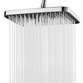 HIULLEN Rain Shower Head 14 Inches, Shower Head Rain Shower, 360° Adjustable Square Water-Saving Rain Shower Head Made of 304 Stainless Steel with Anti-Limescale Nozzles