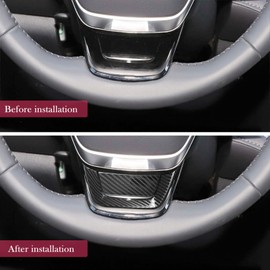 Ramuel Compatible with 2Pcs Steering Wheel Cover Trim Carbon Fiber Stainless Steel Interior Accessories for Toyota Highlander 2022 2023 2024 2025