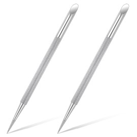 2 PCS Nail Pusher Cuticle, Metal Double Ended Cuticle Tools for Nails, Stainless Steel Cuticle Pusher Nail Dotting Pen, Professional Cuticle Remover Tool for Manicure Pedicure Nail Art Care Tools